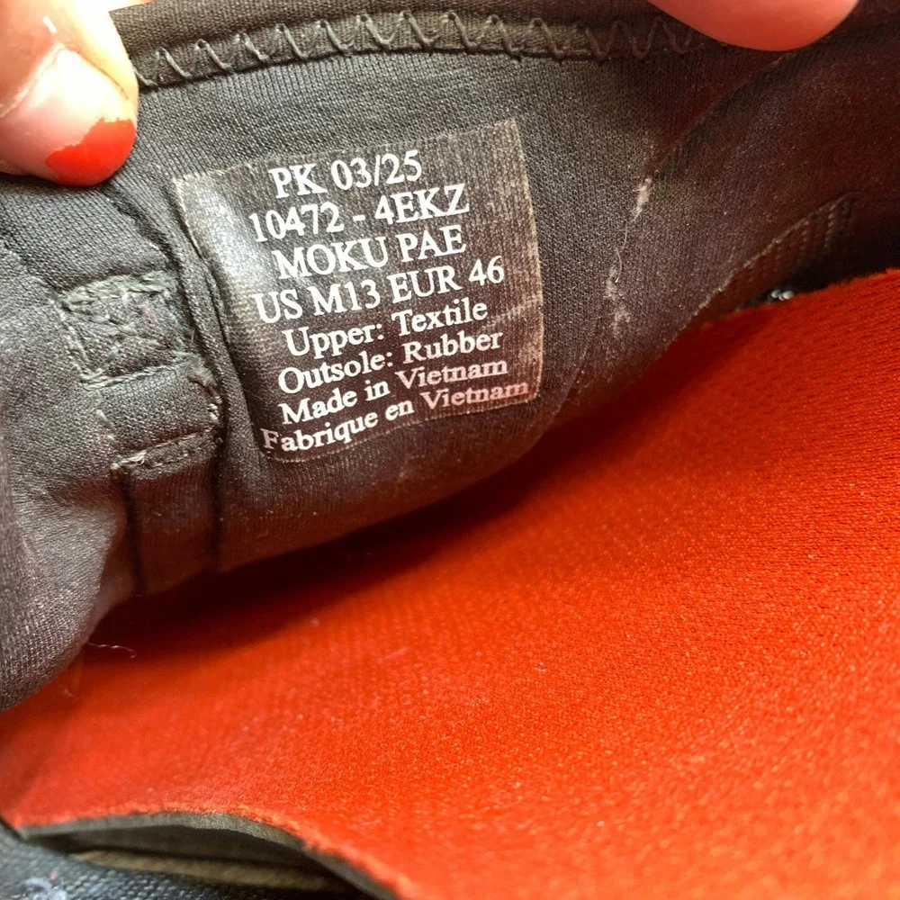 OluKai Mens 13 Moku Pae Boat Shoes Sneakers Grey Orange Drop-In Heel 10472-4EKZ